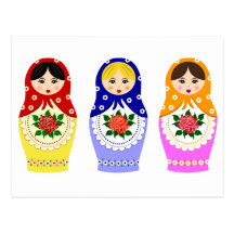 Matryoschka dolls postcards