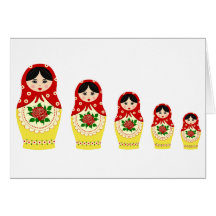 Matryoschka dolls red greeting card