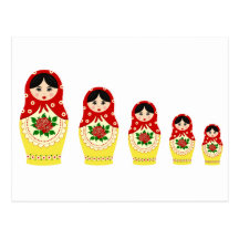 Matryoschka dolls red postcards