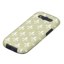 Matt Gold & White Fleur de Lis Pattern Samsung Galaxy S3 Case