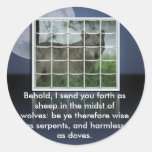 Matthew 10:16 BIBLE QUOTE SHEEP AMONG WOLVES Round Stickers