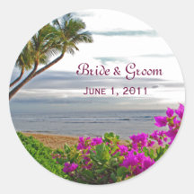 Maui Beach Wedding Stickers