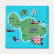 Maui Map Fridge Magnets