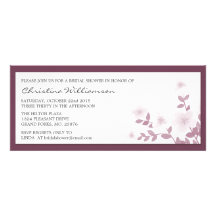 Mauve Long Floral Bridal Shower Invitations