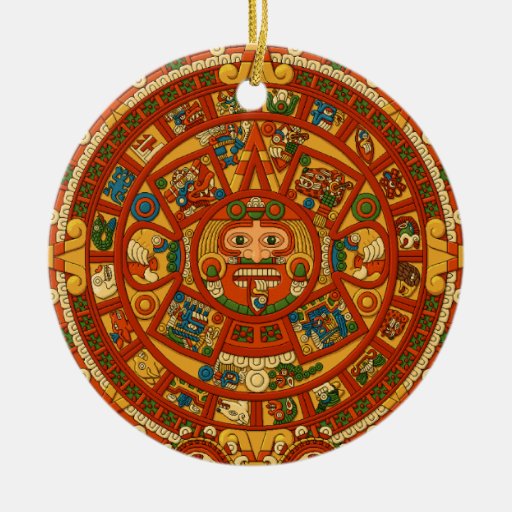 'Mayan Calendar Stone' Round Ceramic Decoration Zazzle