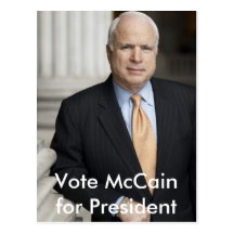 mccain, Vote McCain for President postcard