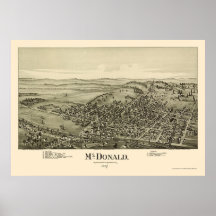 McDonald, PA Panoramic Map - 1897 Print