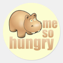 me so hungry funny hippo stickers