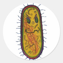 Mean Bacteria Cartoon Character Round Sticker