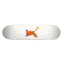 Mean witch with broom custom skate board