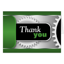 Mechanical Gears Green custom Thank You Card