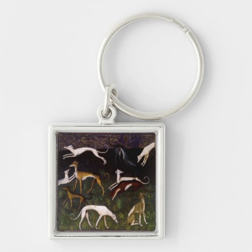 Mediaeval Greyhounds Fine Art Keychain