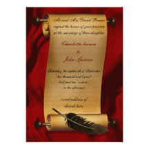 mediaeval scroll vintage invitation