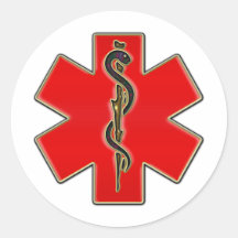Medical Caduceus Round Stickers