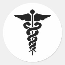 Medical Symbol Caduceus Round Sticker