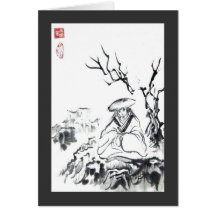 Meditating Samurai Greeting Card