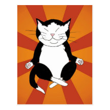 Meditating Tuxedo Kitty Postcard