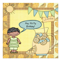 Medium Skin Boy Summer Lemonade Birthday Invite
