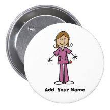 Medium Skin Customised Stick Figure Nurse  Button