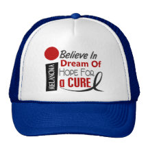 Melanoma Skin Cancer BELIEVE DREAM HOPE Trucker Hat