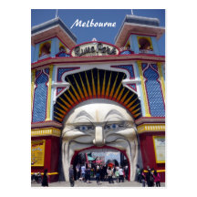 melb luna face post card