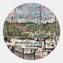 Melbourne Harbour Marina sail boats sailboat art Stickers