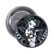 "Melita" Goth Tribal Fusion Dancer Pinback Button