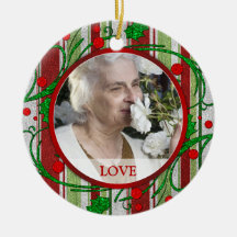 Memorial Photo Christmas Ornament - Holly Berries