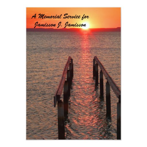 Memorial Service Invitation, Fishing Boat Sunset 13 Cm X 18 Cm 