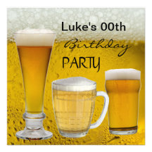 Mens Any Age Birthday Party Drinks Beer Personalised Announcements