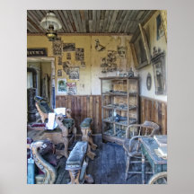 Men's Victorian Barber Shop Interior Print