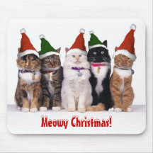 "Meowy Christmas!" Cats In Hats Mousepad
