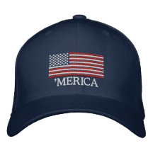'MERICA US Flag Embroidered Hat