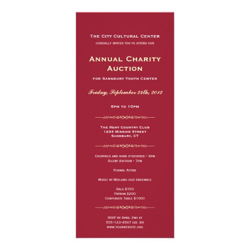 Merlot red business logo gala event corporate long personalised invitation