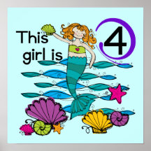 Mermaid 4th Birthday Tshirts and Gifts Print