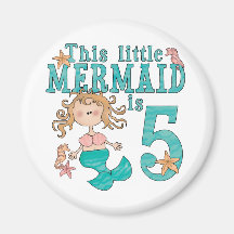 Mermaid 5th Birthday Magnet