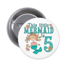 Mermaid 5th Birthday Pins