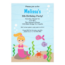 Mermaid Blonde Birthday Invitation