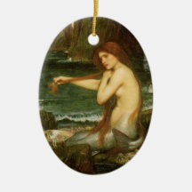 Mermaid by JW Waterhouse, Victorian Mythology Art Ornament