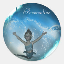 Mermaid Fantasy Art Personalised Stickers