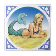 Mermaid on the beach ceramic tiles