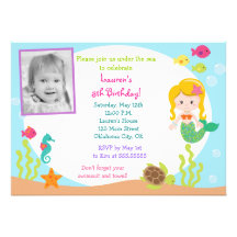 Mermaid Photo Birthday Party Invitation