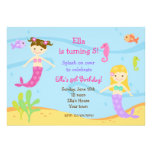 Mermaid  Under the sea Birthday Party Invitations