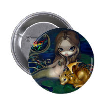 "Mermaid with a Golden Dragon" Button
