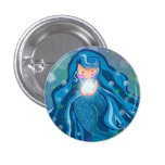 Mermaid with bright pearl Button buttons