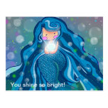 Mermaid with bright pearl postcard