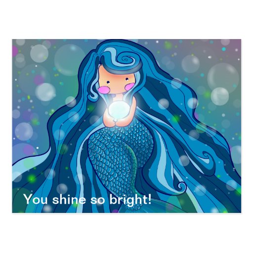 Mermaid with bright pearl postcard