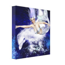 Mermaid with Dolphin  Canvas Print