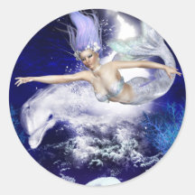 Mermaid with Dolphin Stickers