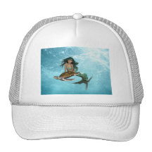 Mermaid with Sea Turtle  Baseball Hat